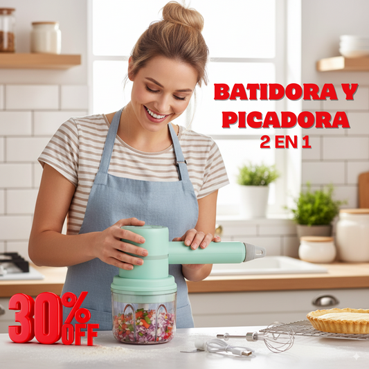 BATIDORA Y PICADORA ELECTRICA RECARGABLE